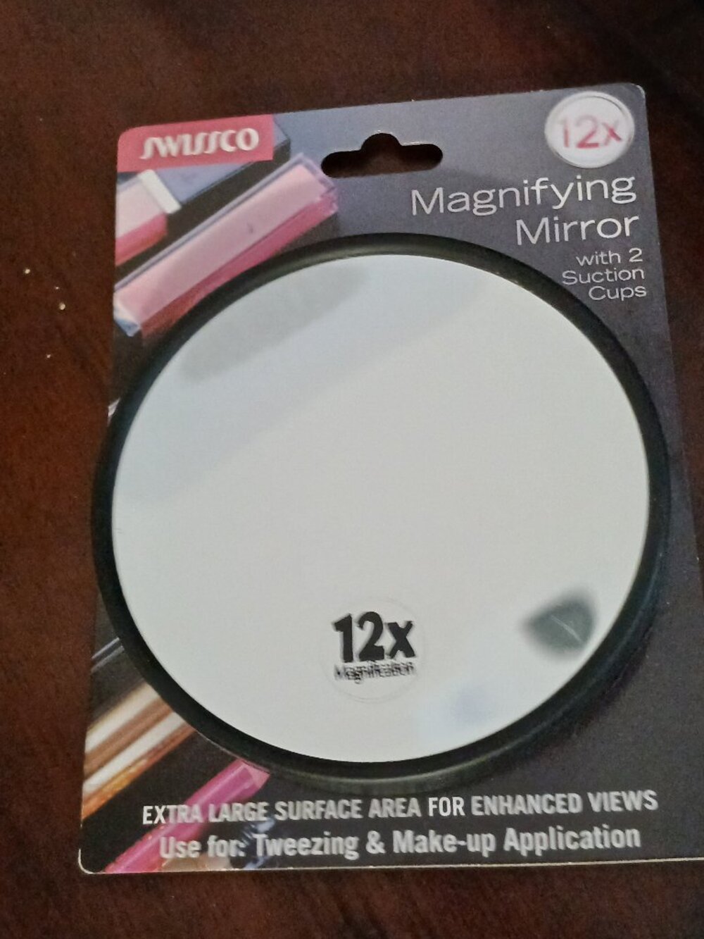 Swissco 12x Magnifying Mirror w/2 Suction Cups